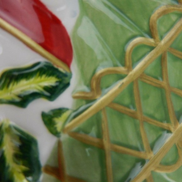 Fitz and Floyd Essentials Canape Plate Christmas Bunny Blooms 2004 - Picture 11 of 12